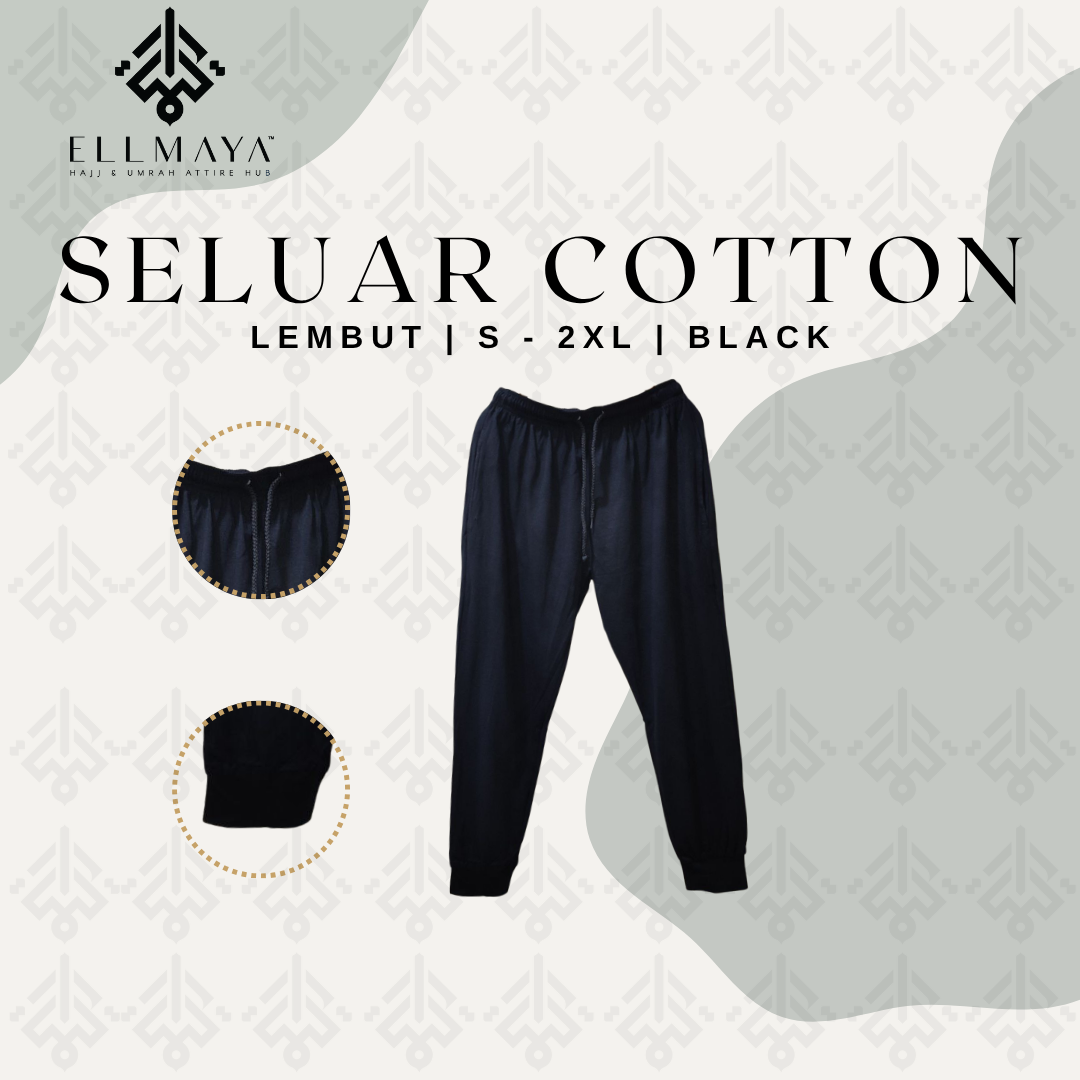 Seluar Cotton Lembut in Black