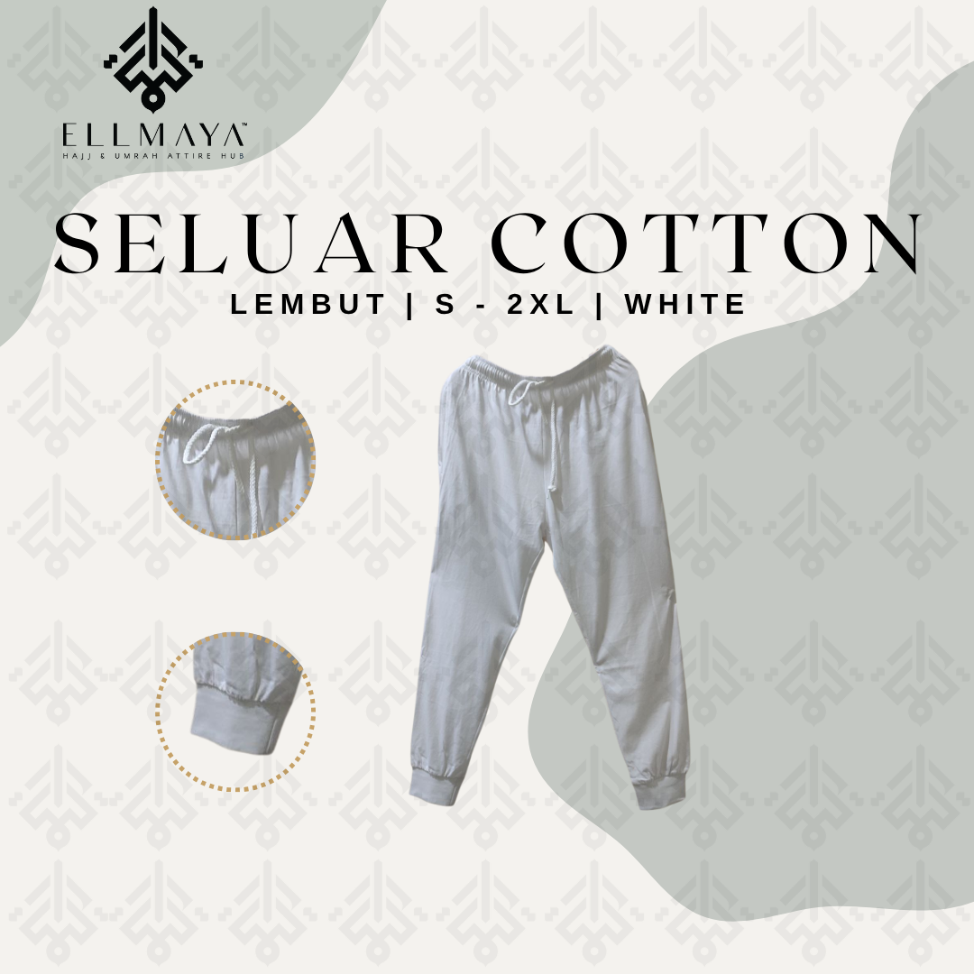 Seluar Cotton Lembut in White 