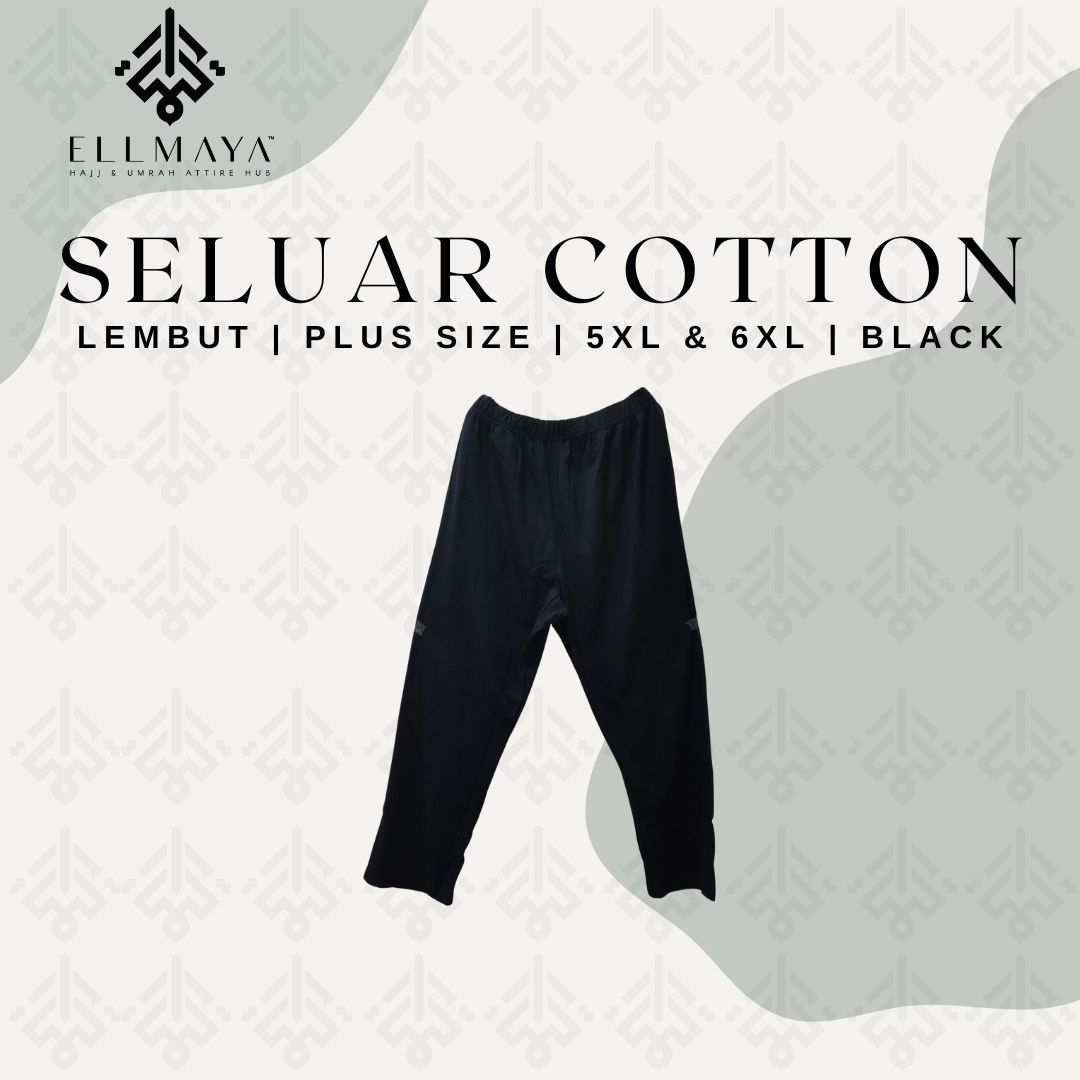 Seluar Cotton Plus Size in Black