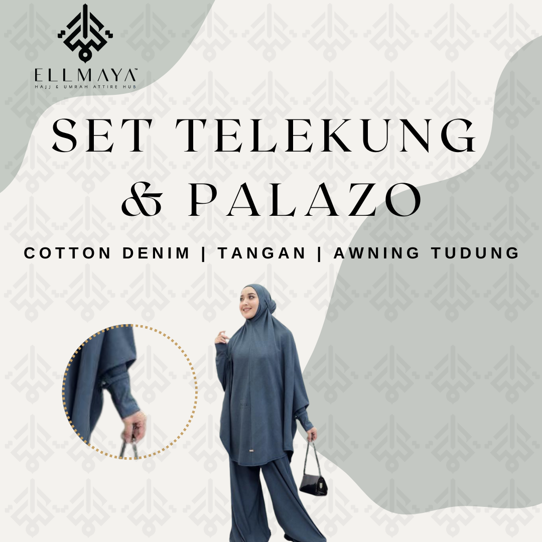 Set Mini Telekung Tangan & Palazo (Emerald Set)