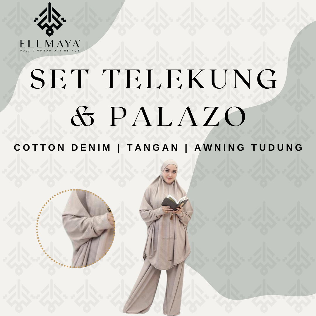 Set Mini Telekung Tangan & Palazo (Brown Set)