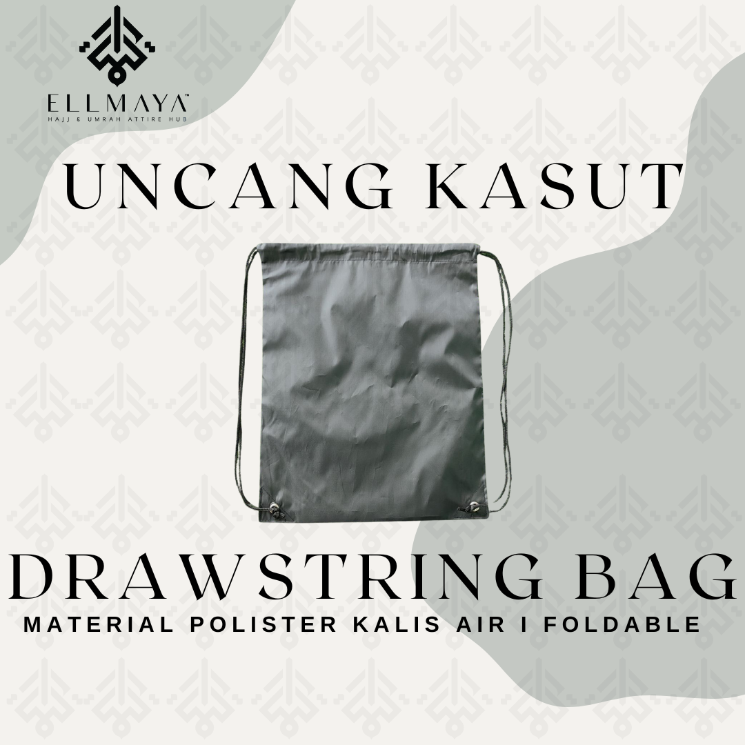 Ellmaya Bag Uncang Kasut Drawstring Polyster Bag Black (Nipis)