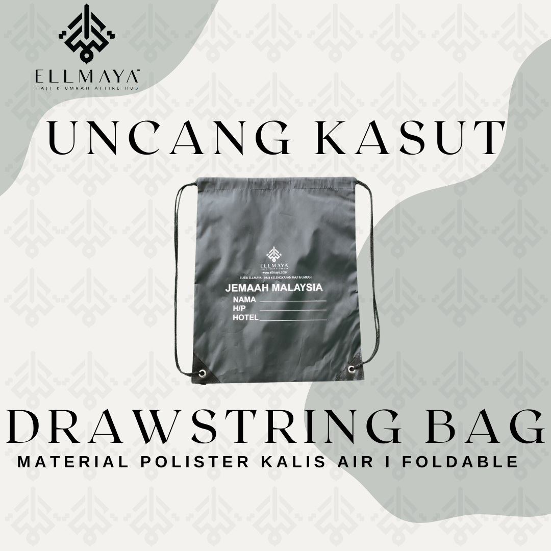 Ellmaya Bag Uncang Kasut Drawstring Polyster Bag Black (Nipis)