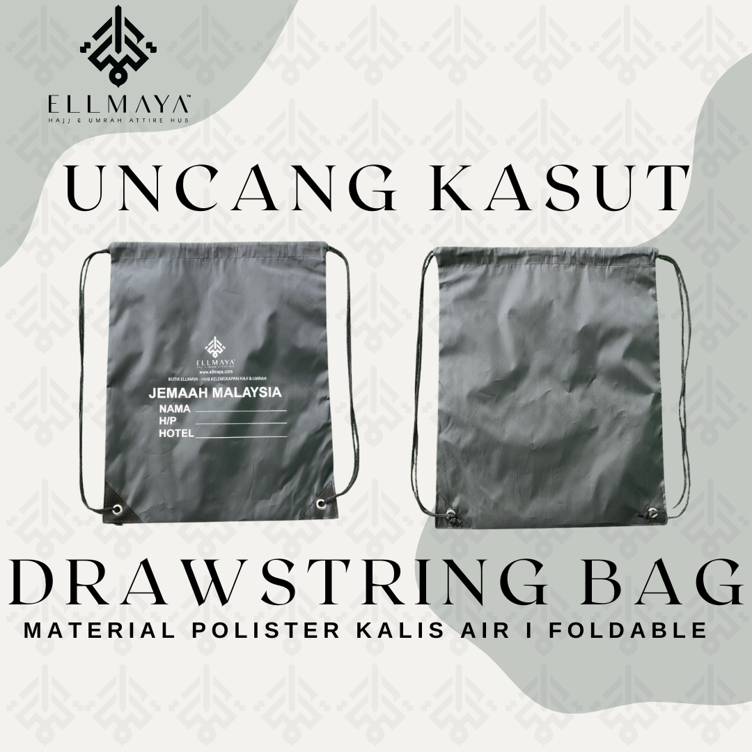 Ellmaya Bag Uncang Kasut Drawstring Polyster Bag Black (Nipis)