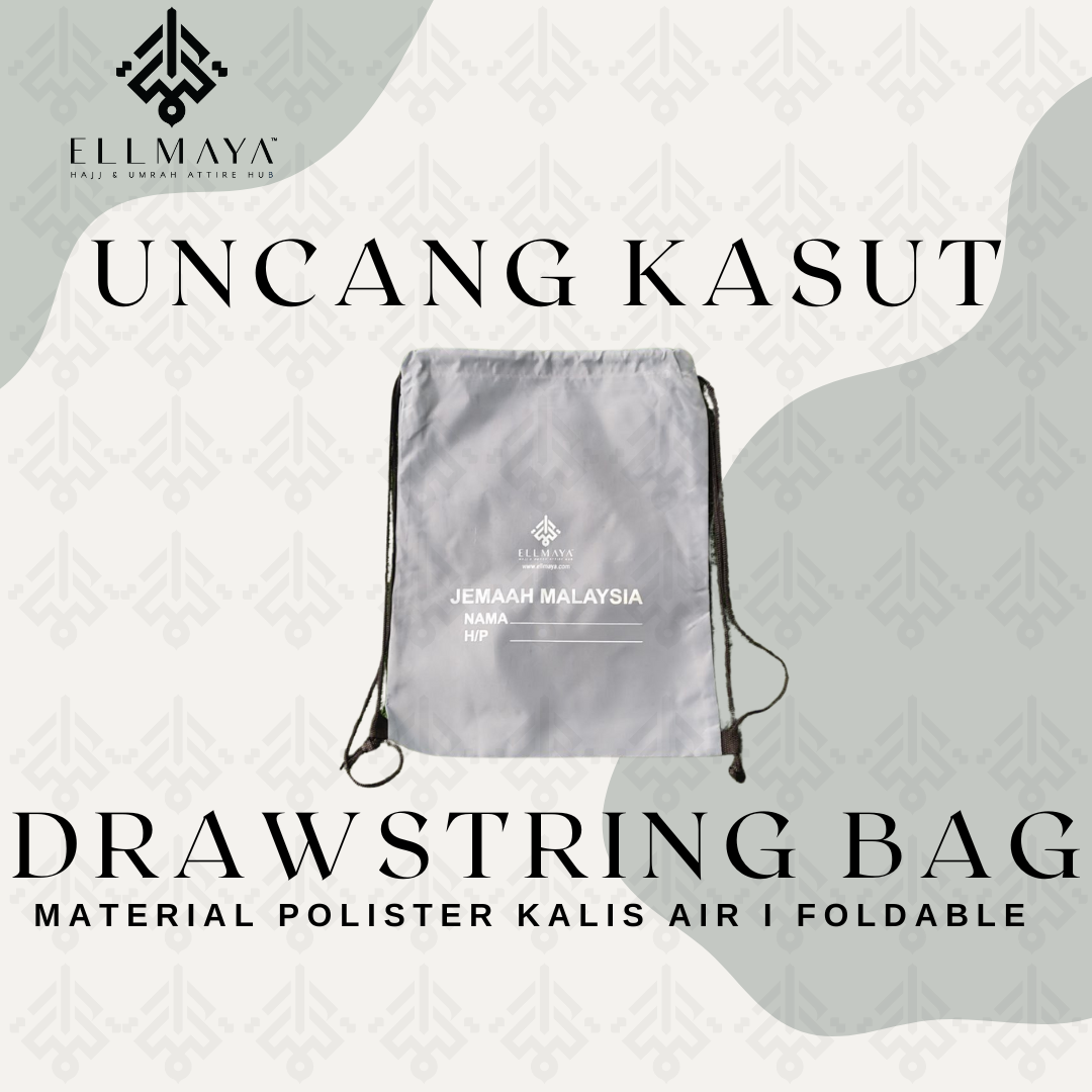 Ellmaya Bag Uncang Kasut Drawstring Polyster Bag Black (Tebal)