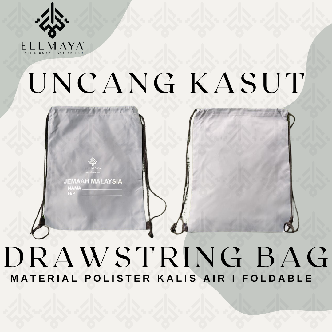 Ellmaya Bag Uncang Kasut Drawstring Polyster Bag Black (Tebal)