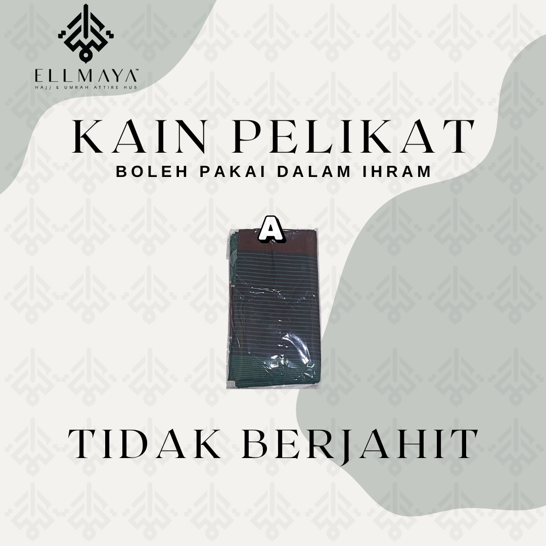 ELLMAYA: Kain Pelikat Tidak Berjahit Tidak Bercantum Mesra Ihram 46" x 73" inch Standard Size Kain Pelikat Umrah Haji