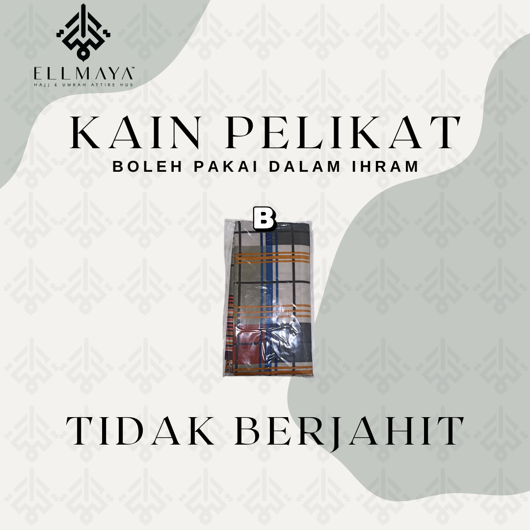 ELLMAYA: Kain Pelikat Tidak Berjahit Tidak Bercantum Mesra Ihram 46" x 73" inch Standard Size Kain Pelikat Umrah Haji