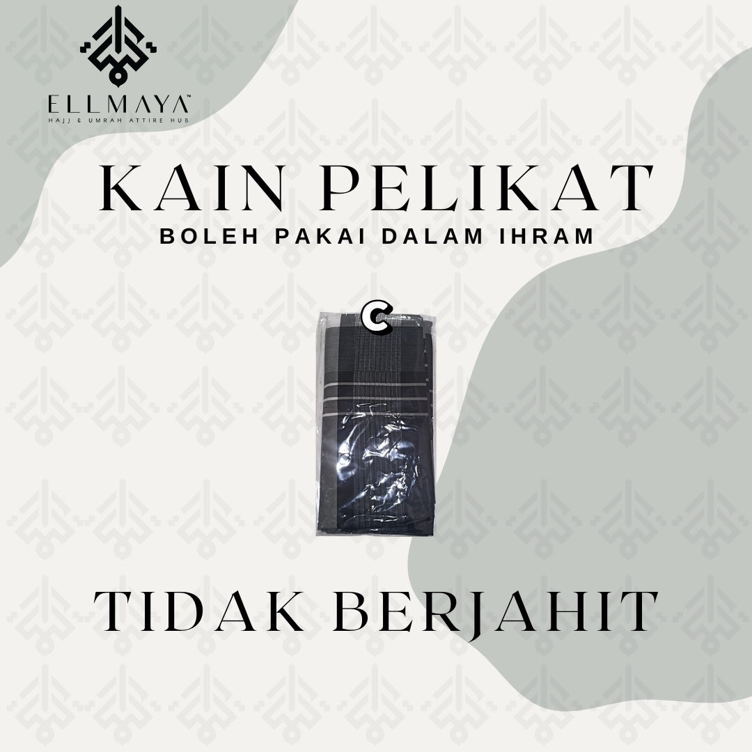 ELLMAYA: Kain Pelikat Tidak Berjahit Tidak Bercantum Mesra Ihram 46" x 73" inch Standard Size Kain Pelikat Umrah Haji