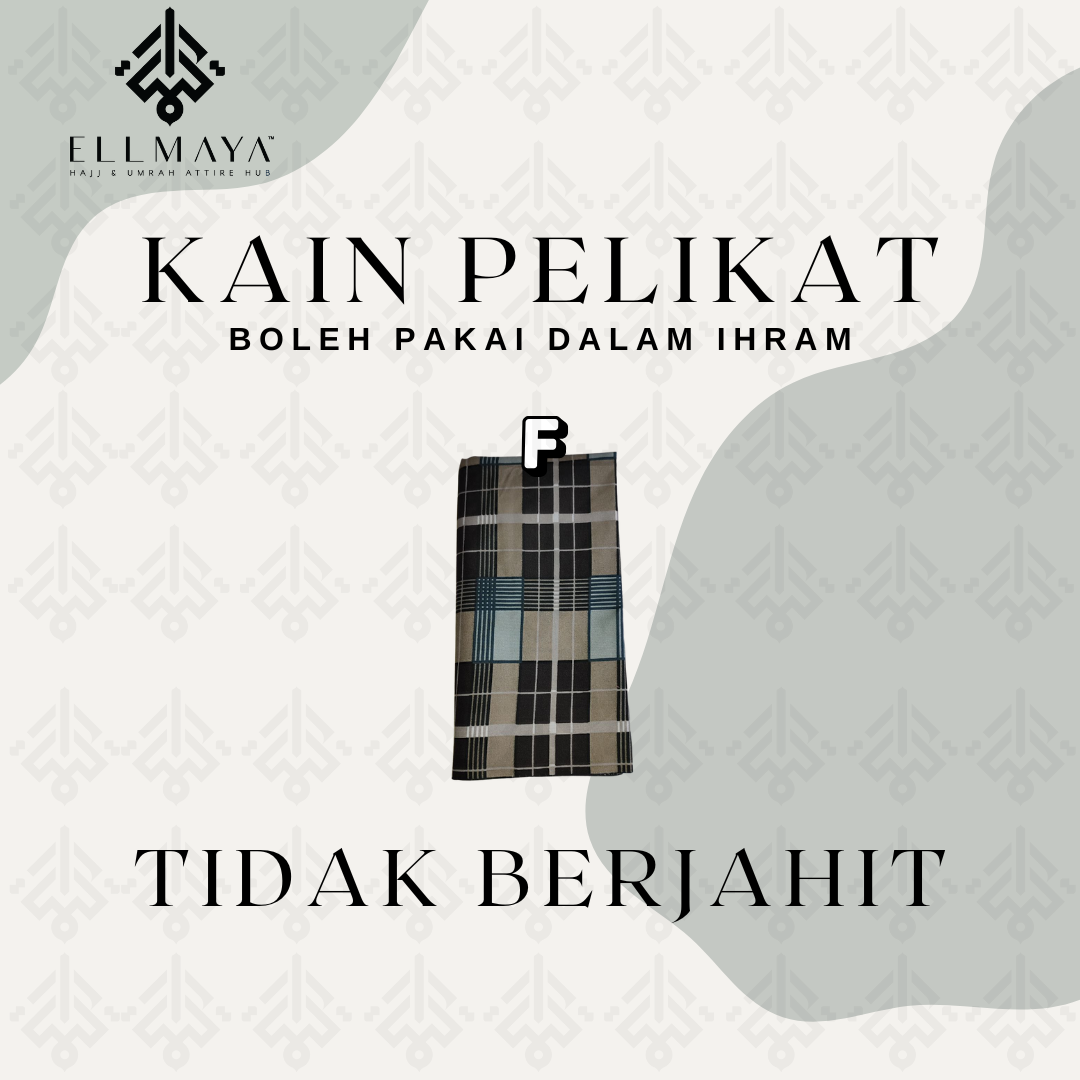 ELLMAYA: Kain Pelikat Tidak Berjahit Tidak Bercantum Mesra Ihram 46" x 73" inch Standard Size Kain Pelikat Umrah Haji