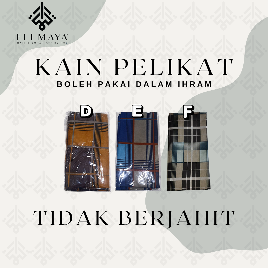 ELLMAYA: Kain Pelikat Tidak Berjahit Tidak Bercantum Mesra Ihram 46" x 73" inch Standard Size Kain Pelikat Umrah Haji