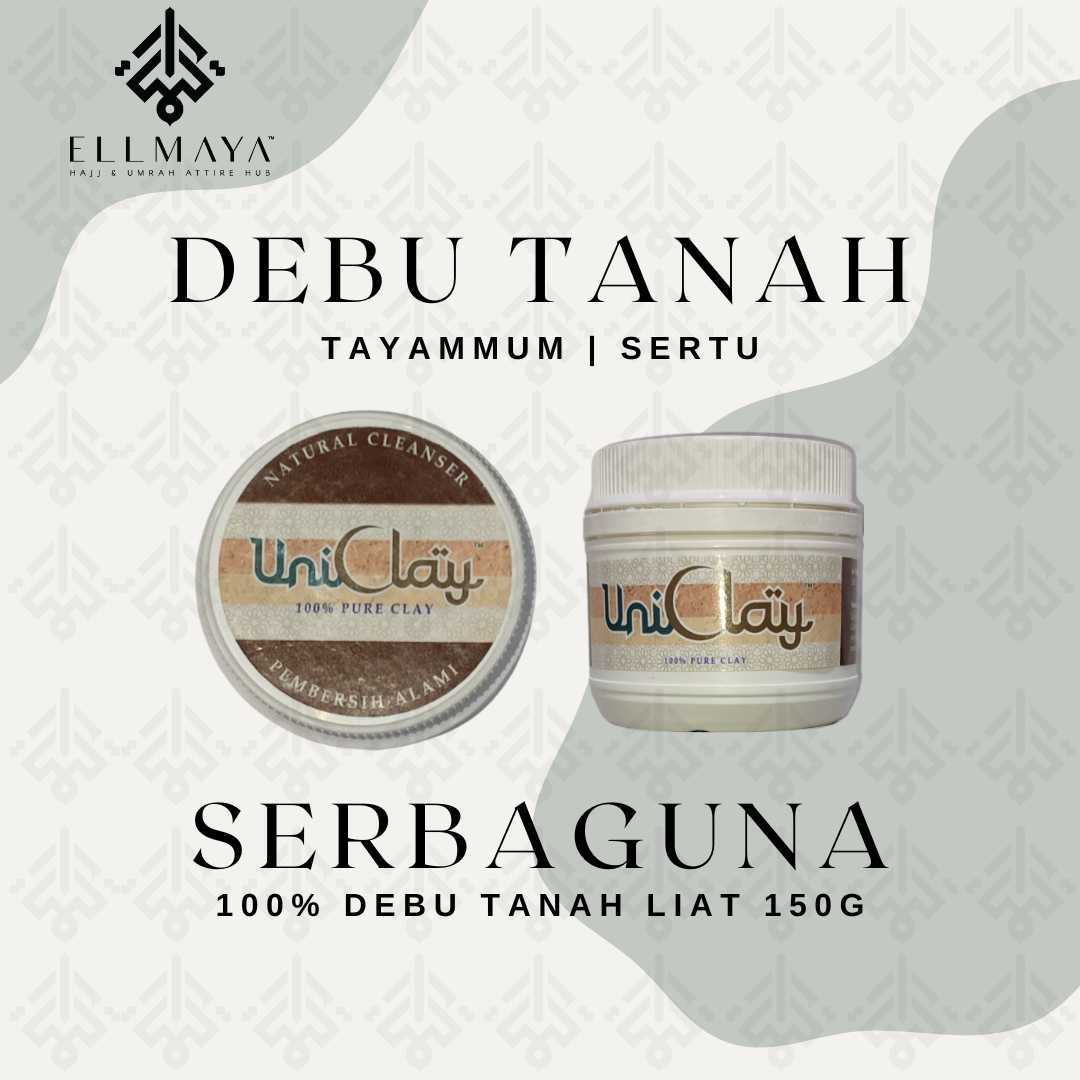 ELLMAYA: UniClay Debu Tanah Serbaguna UniClay Debu Tayamum Sertu 30g & 150g Debu Wuduk Tanpa Air