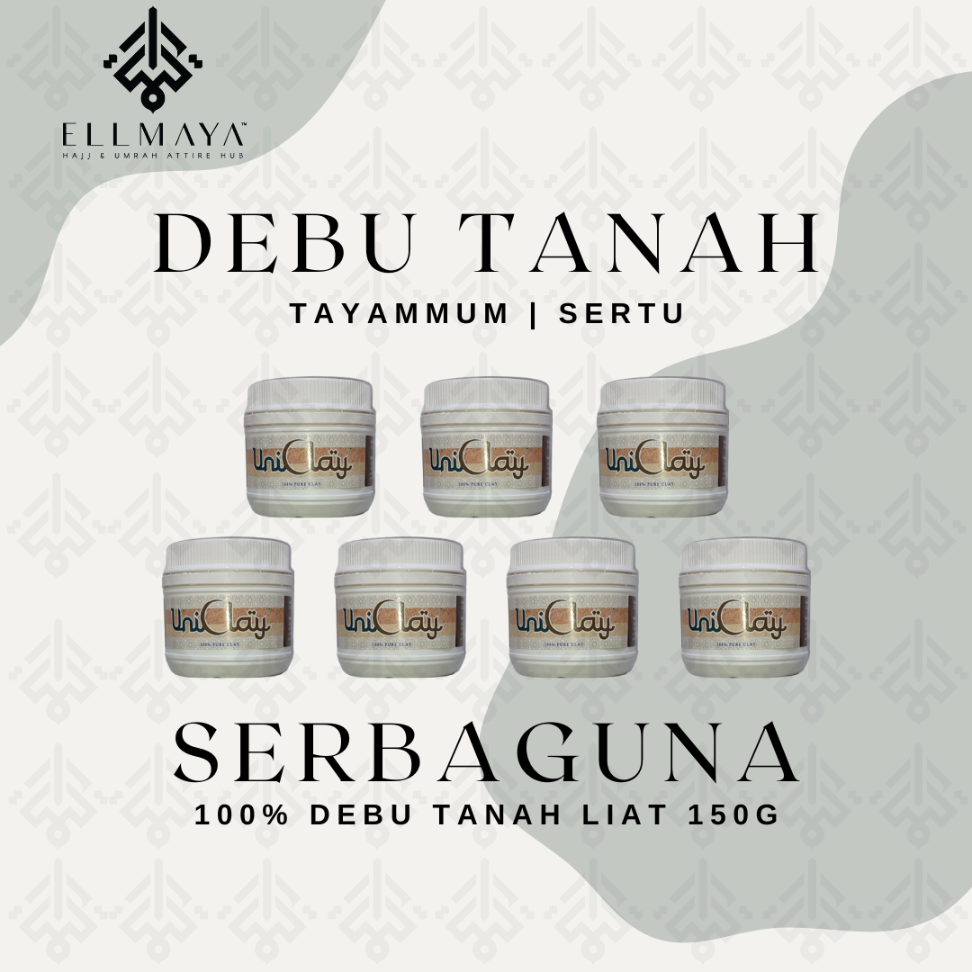 ELLMAYA: UniClay Debu Tanah Serbaguna UniClay Debu Tayamum Sertu 30g & 150g Debu Wuduk Tanpa Air