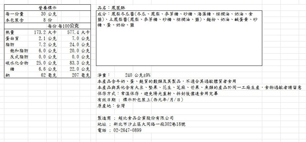 鳳凰酥30gx8入
