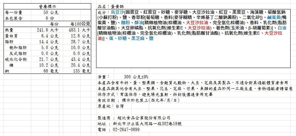 蛋黃酥50gx6入