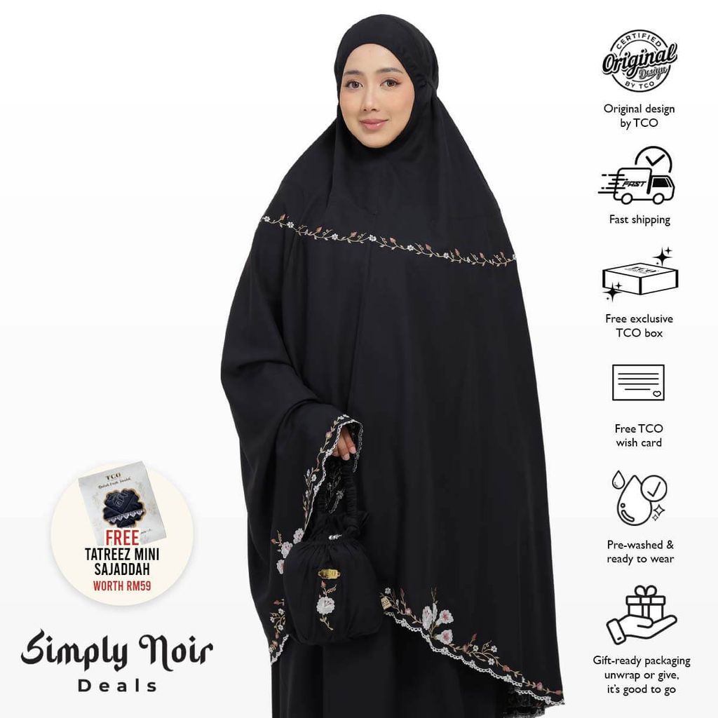 10_Telekung TCO Pearl Yasmine Classic Black