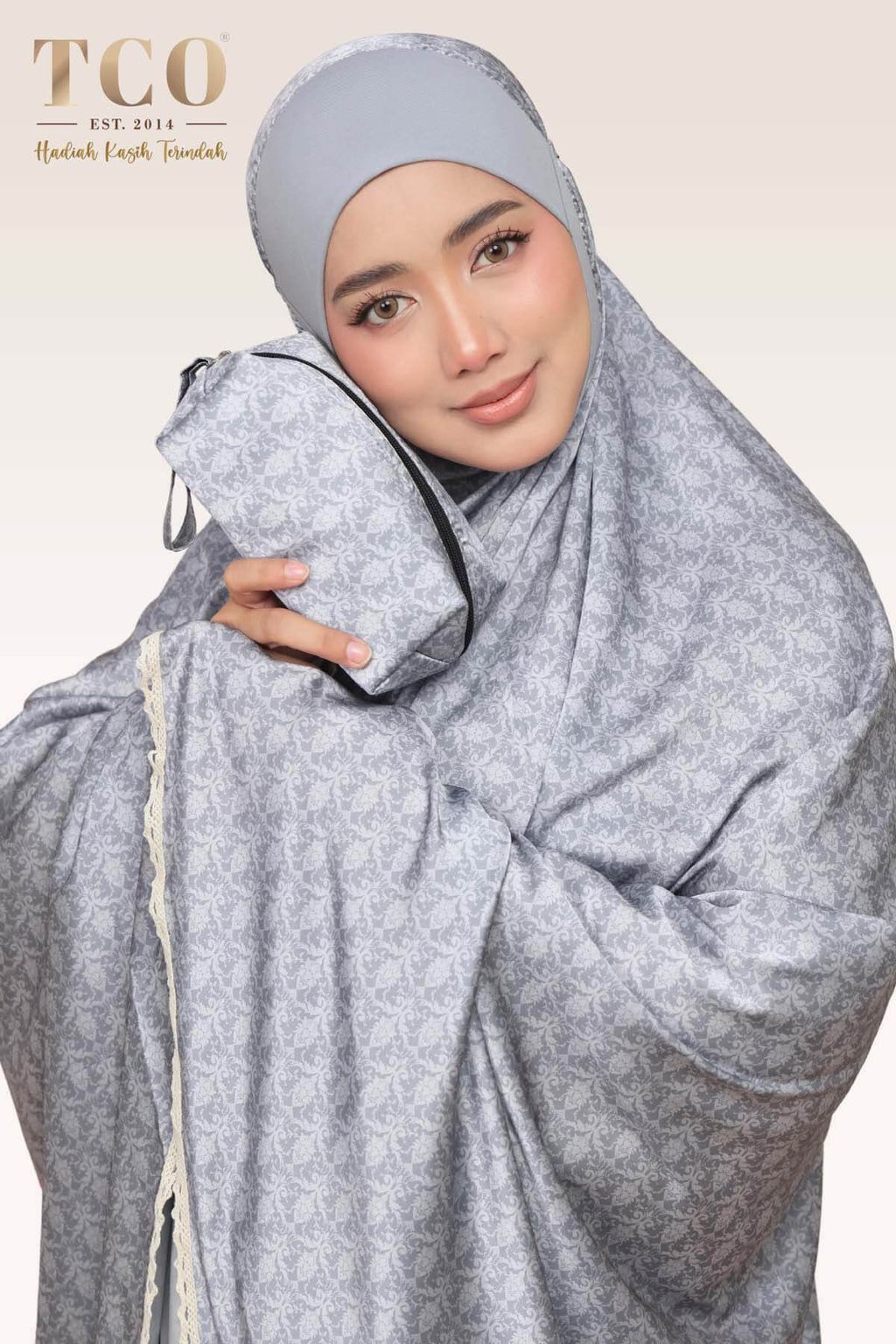02_Telekung TCO Travel Ezi Damask Gray