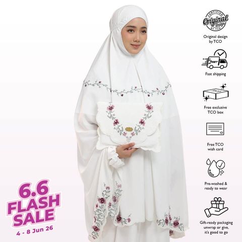 01_Telekung TCO Mekar Luxe Off White