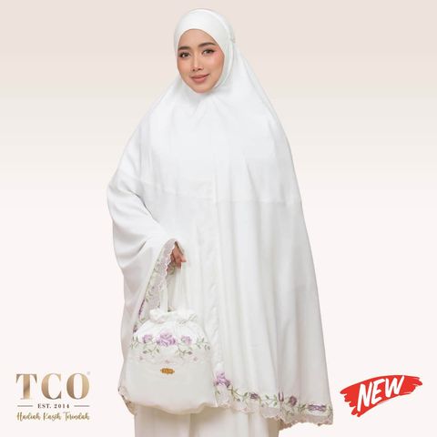 01_Telekung TCO Nuur Rose Off White Lavender New