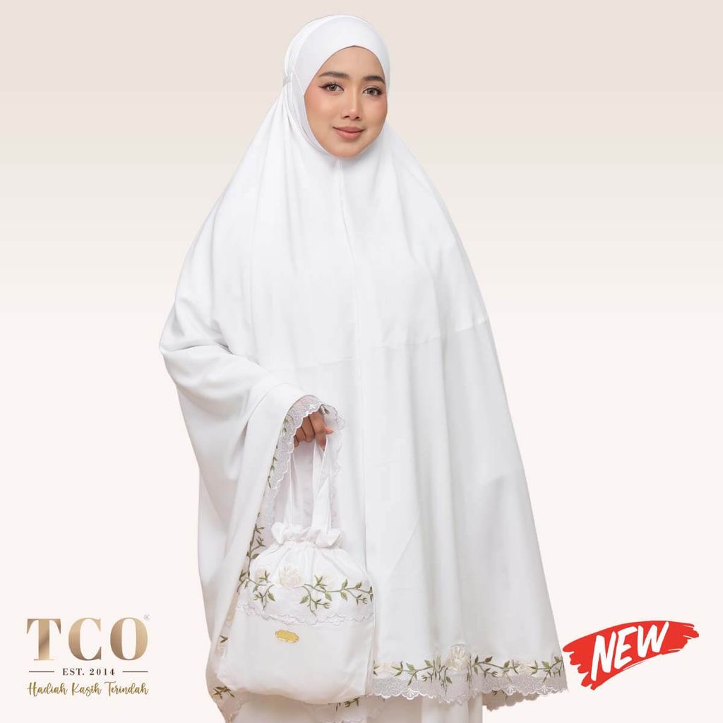 01_Telekung TCO Nuur Rose Snow White Ivory New