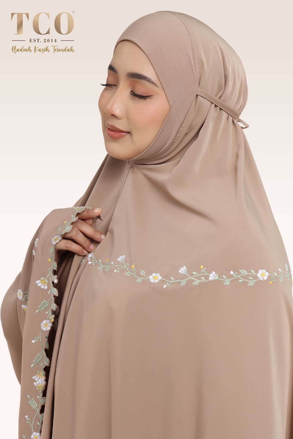 02_Telekung TCO Daisy Luxe Coco Mocha