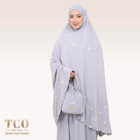 01_Telekung TCO Daisy Luxe Gray Lilac