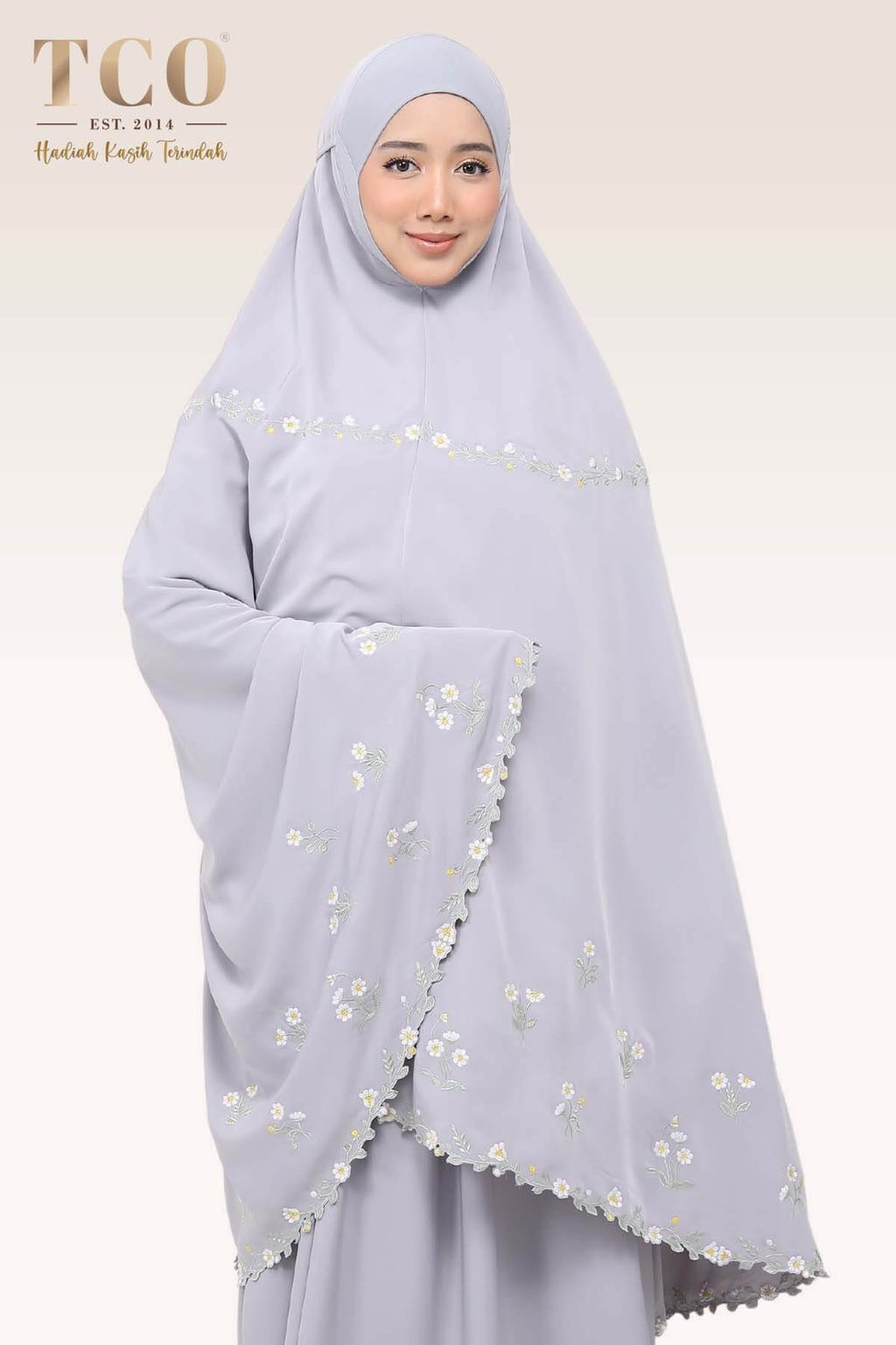 02_Telekung TCO Daisy Luxe Gray Lilac