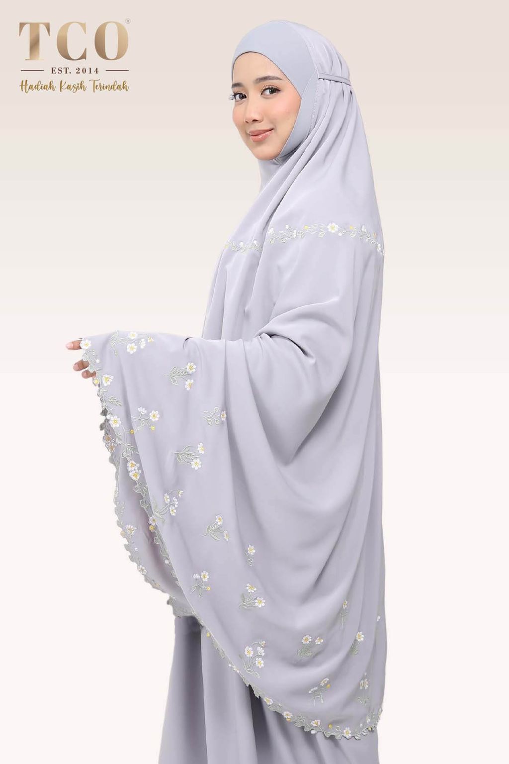 03_Telekung TCO Daisy Luxe Gray Lilac