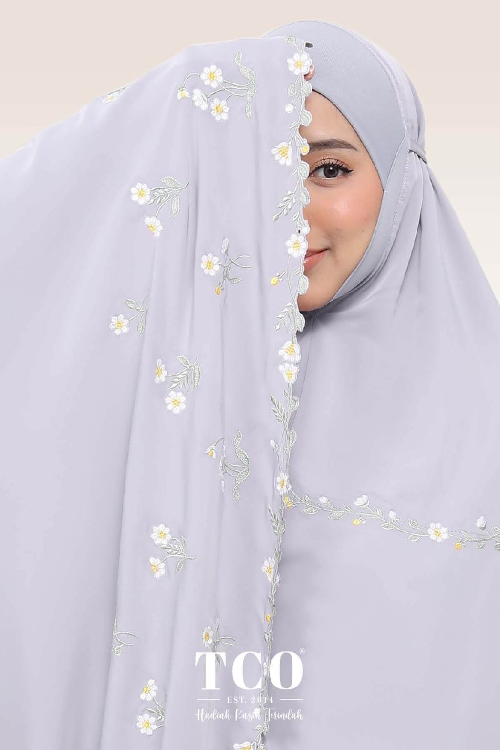 05_Telekung TCO Daisy Luxe Gray Lilac