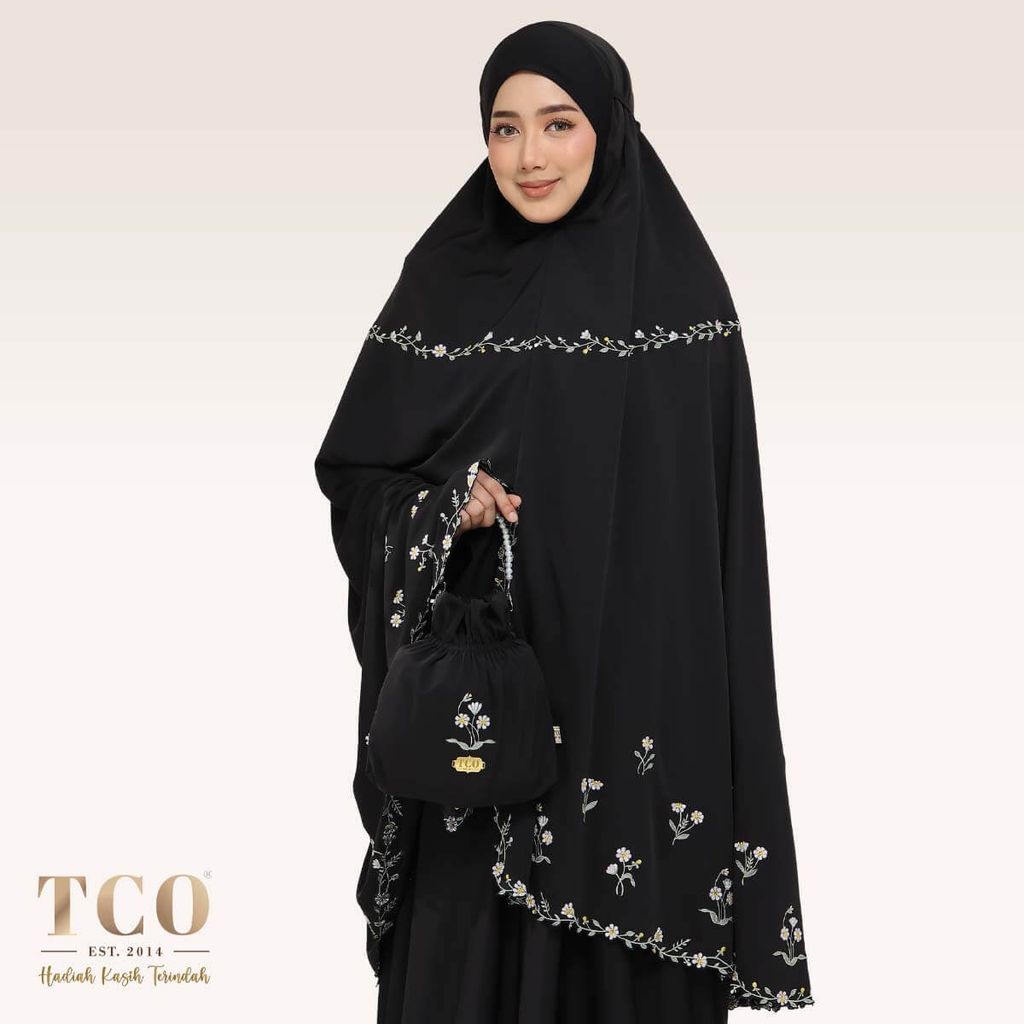 01_Telekung TCO Daisy Luxe Jet Black