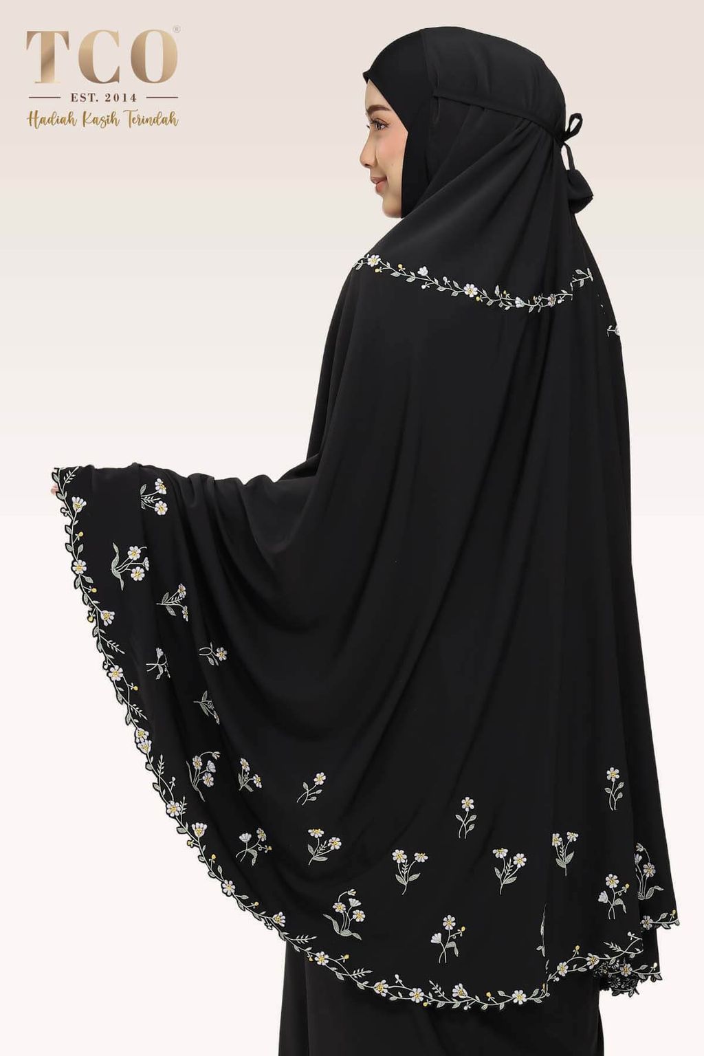 03_Telekung TCO Daisy Luxe Jet Black