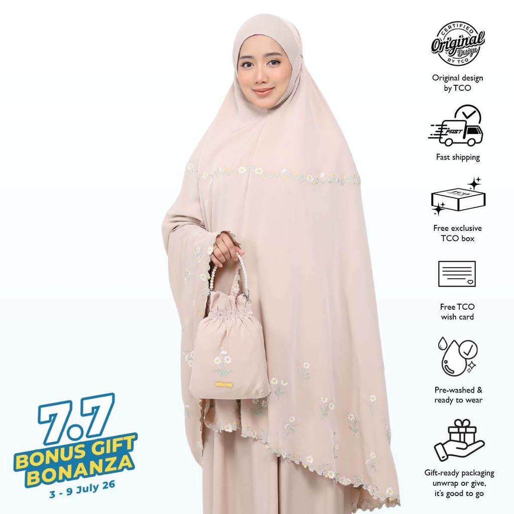05_Telekung TCO Daisy Luxe Almondy Latte