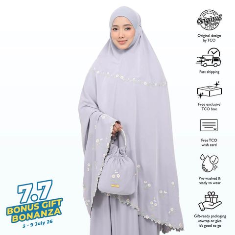 08_Telekung TCO Daisy Luxe Gray Lilac
