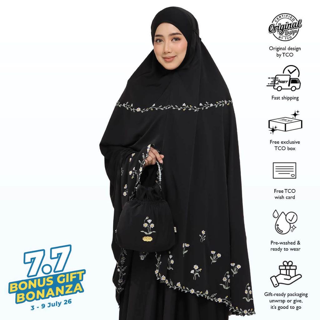 04_Telekung TCO Daisy Luxe Jet Black