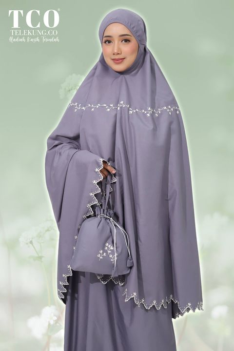 06_Telekung Sweet Bloom Ash Gray