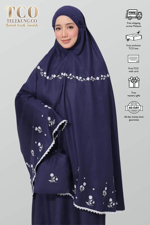 03_Telekung Tulip Navy Blue