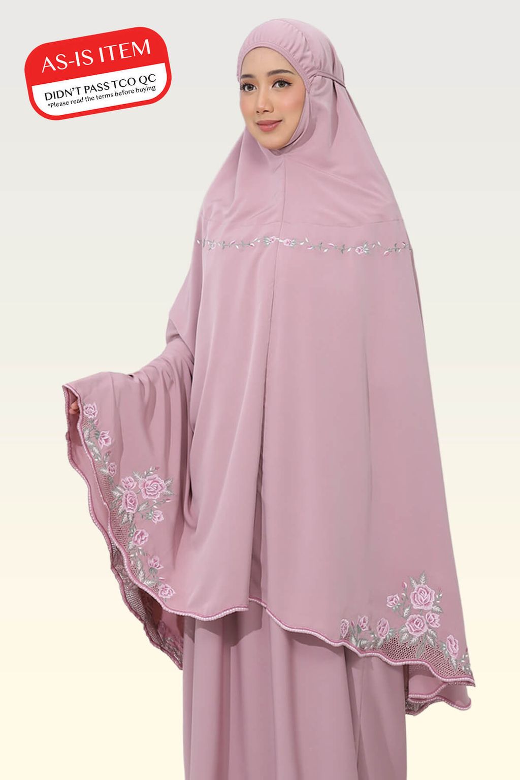 Telekung Mawar Luxe Dusty Mauve - AS-IS