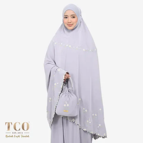 01_Telekung TCO Daisy Luxe Gray Lilac