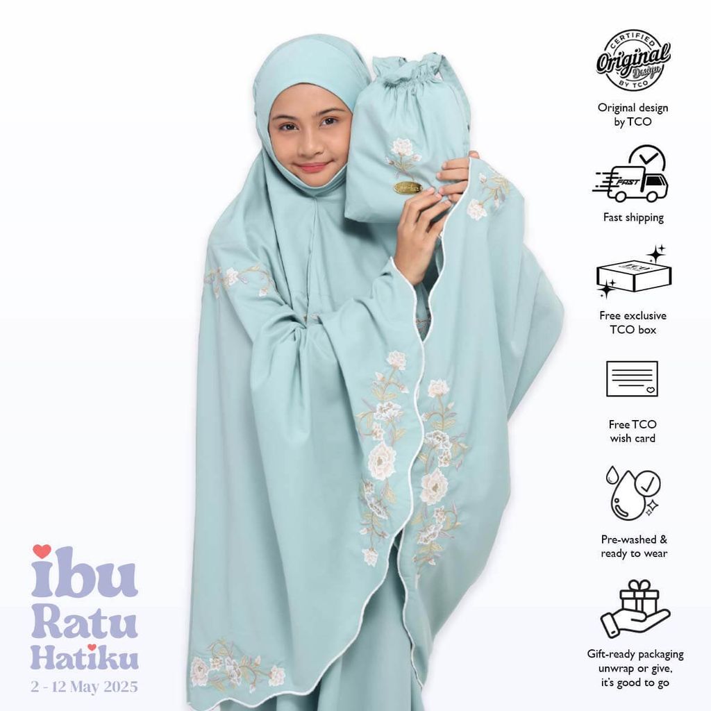 02_Telekung TCO Signature Camellia Kids Frosty Aqua