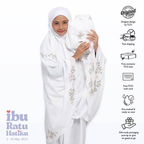 05_Telekung TCO Signature Camellia Kids Pearl White
