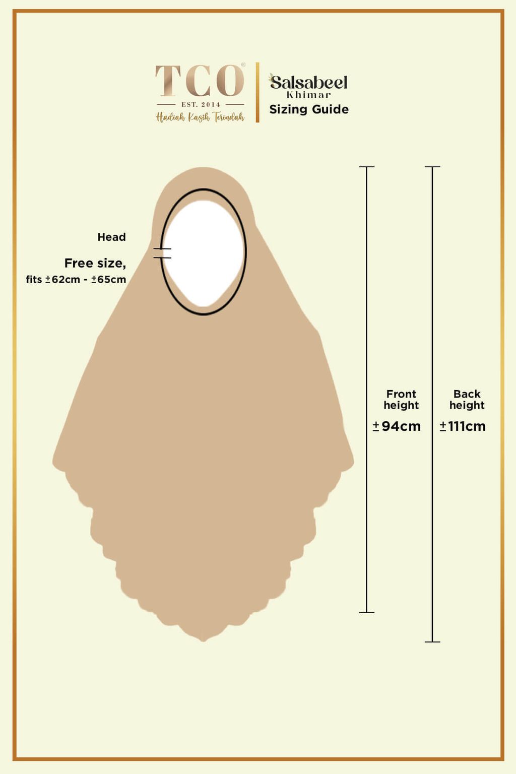 Khimar Salsabeel by TCO - Sizing Guide