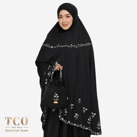 01_Telekung TCO Daisy Luxe Jet Black