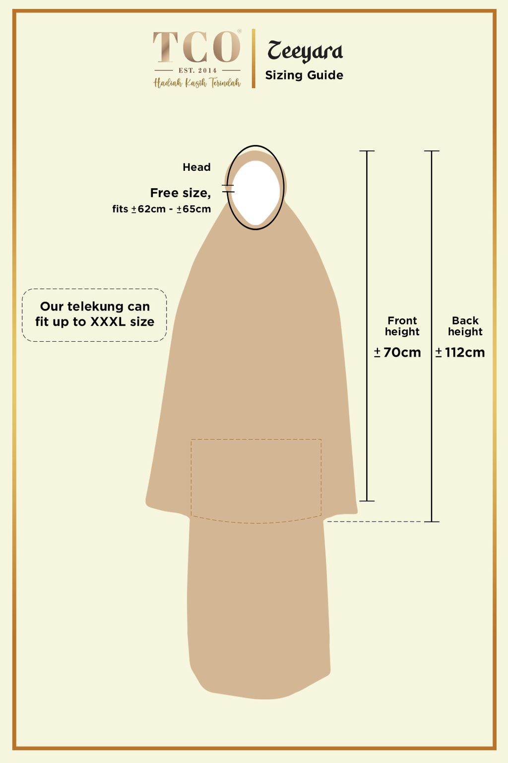 Telekung Zeeyara by TCO - Sizing Guide