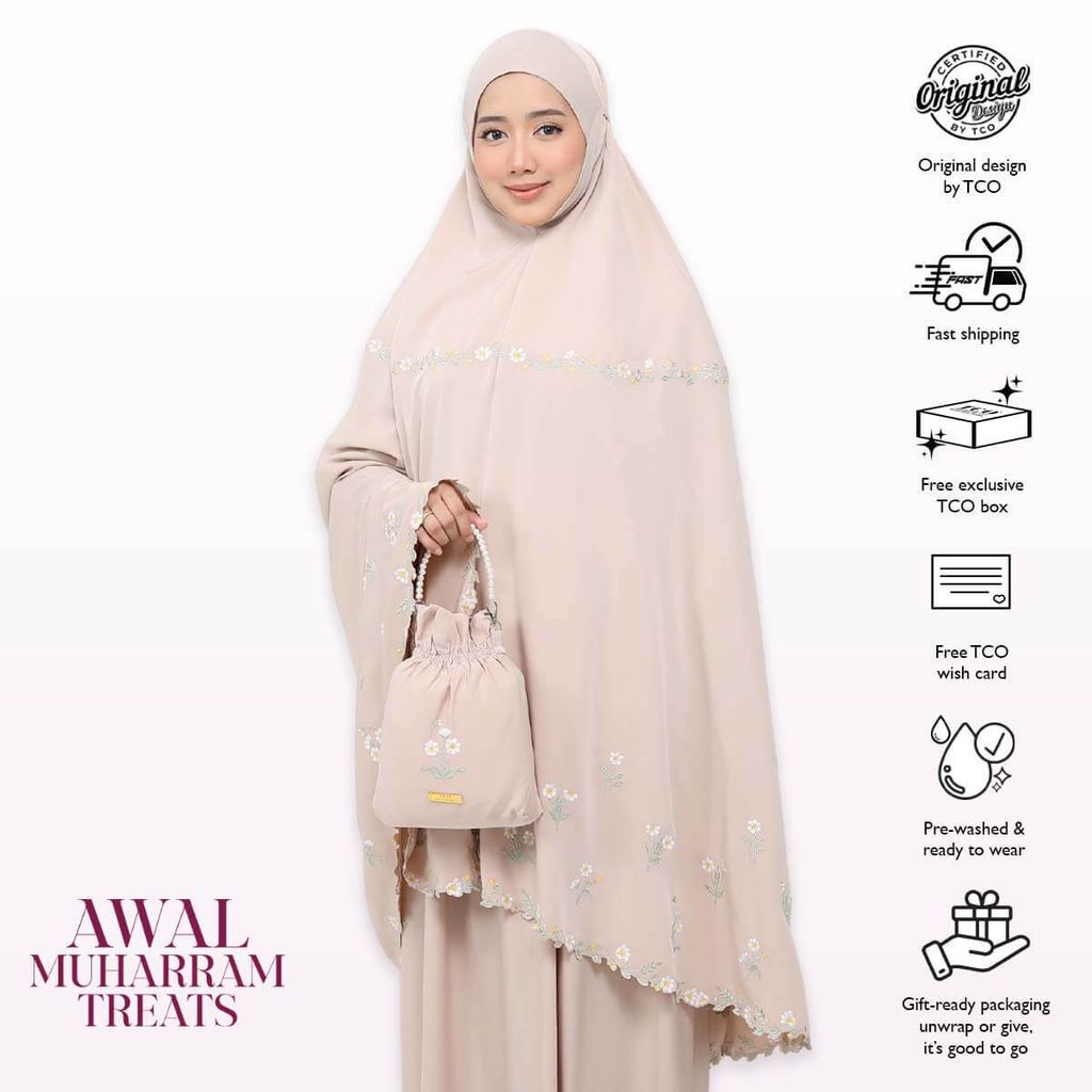 02_Telekung TCO Daisy Luxe Almondy Latte
