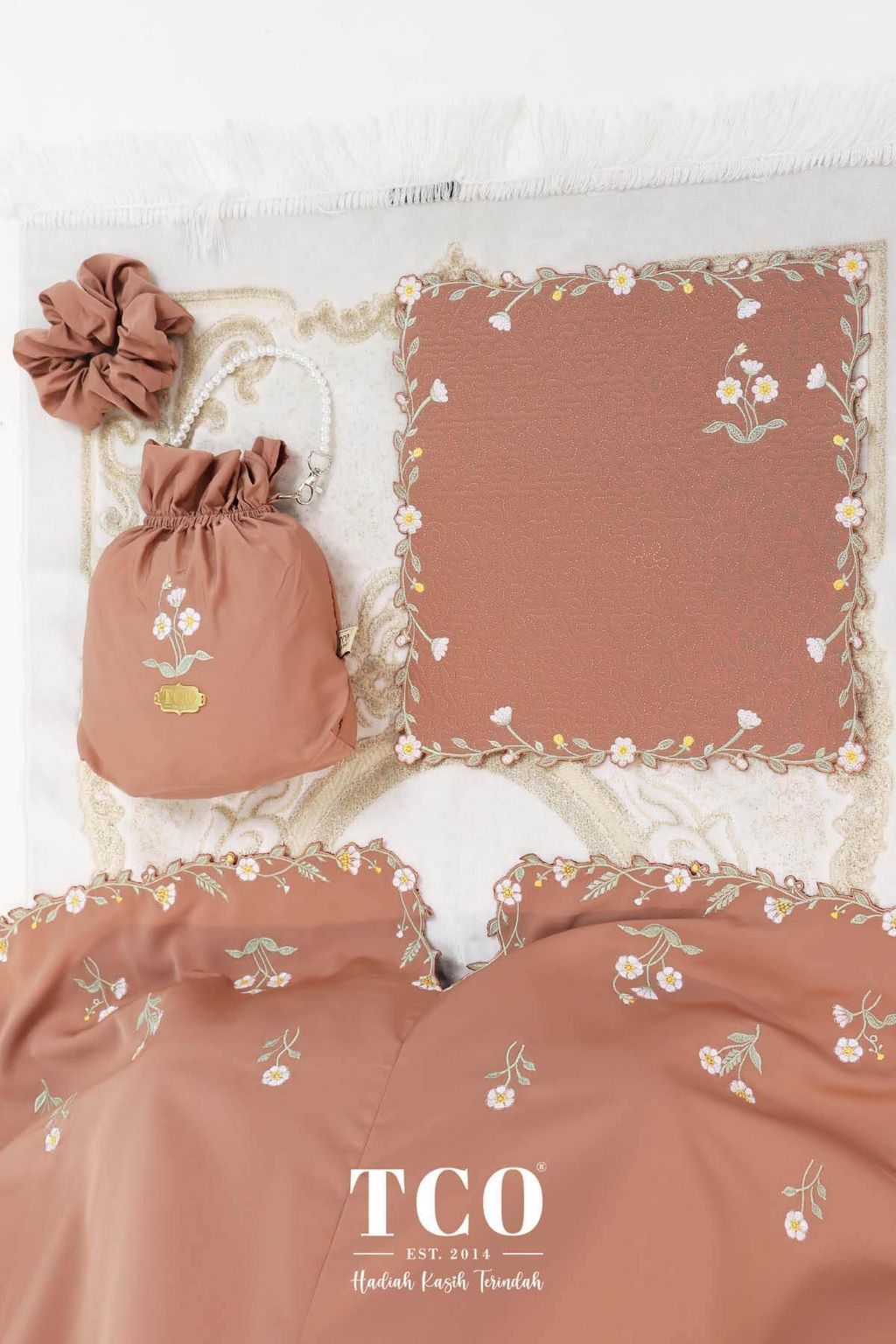 07_Telekung TCO Daisy Luxe Burnt Brick