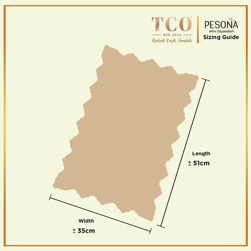 Pesona Mini Sajaddah by TCO - Sizing Guide IG Post