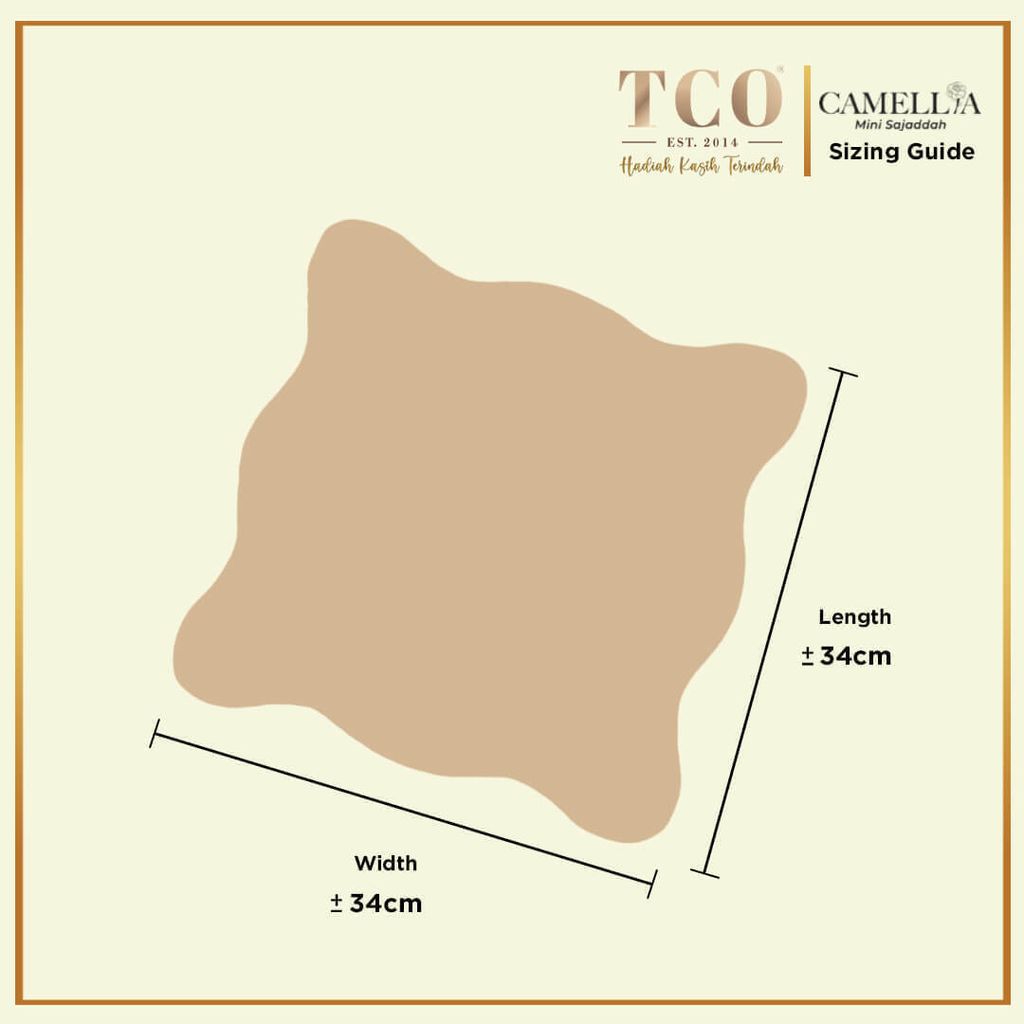 Camellia Mini Sajaddah by TCO - Sizing Guide IG Post
