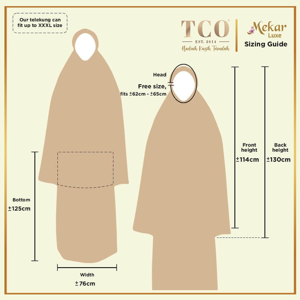 Telekung Mekar Luxe by TCO - Sizing Guide IG Post
