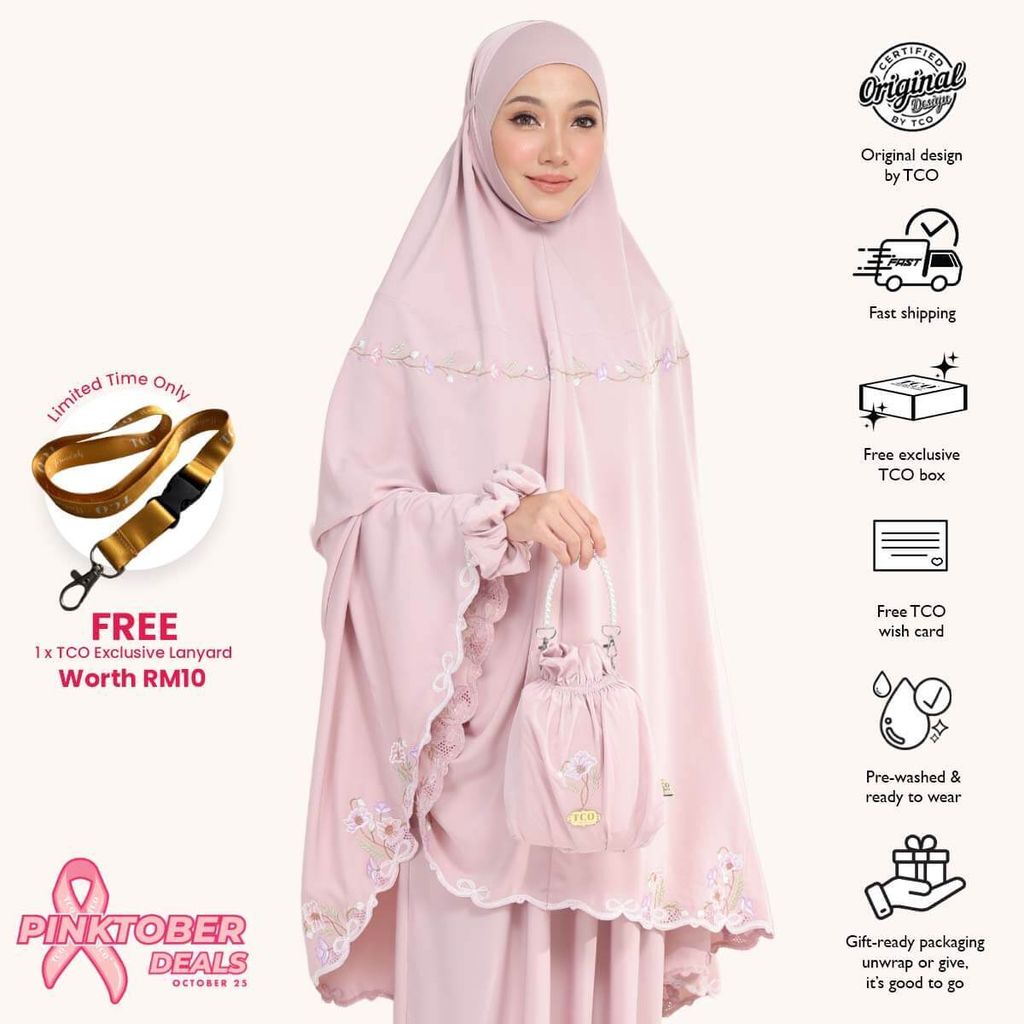 01_Telekung TCO Blossom Luxe Dusty Rose
