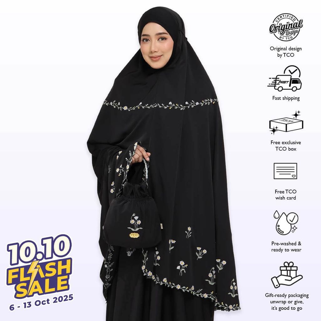 07_Telekung TCO Daisy Luxe Jet Black